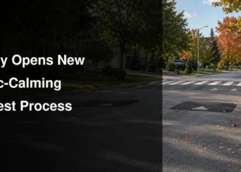 Whitby Opens New Traffic-Calming Request Process Residential street with traffic calming features illustrating Whitby's new request process