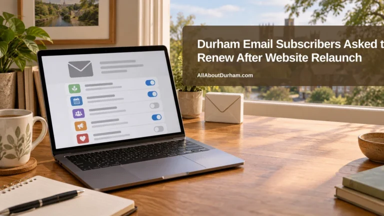 Durham Email Subscribers Asked to Renew After Website Relaunch — AllAboutDurham.com featured image