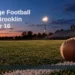 Uxbridge Football Hosts Brooklin in October 16 Doubleheader AI editorial illustration: Unbranded football on a school field at dusk before a doubleheader. Headline: Uxbridge Football Hosts Brooklin October 16. AllAboutDurham.com.