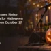 Editorial illustration of a microphone and carved pumpkin in warm evening light for Oshawa’s Halloween Boo Bash noise-exemption news; not a photograph of the event.