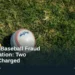 Illustrative stock photo: A baseball on grass at a field. Photo by Mick Haupt on Unsplash. Headline: Durham Baseball Fraud Investigation: Two People Charged. AllAboutDurham.com.