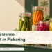 Editorial illustration: preserved food jars and a magnifying glass; not a photograph of the exhibition.