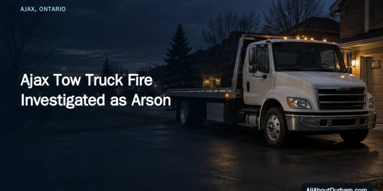 Ajax Tow Truck Fire Investigated as Arson Ajax Tow Truck Fire Investigated as Arson — AllAboutDurham.com featured image