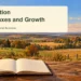 Original editorial illustration of rural fields, a village edge and an open notebook representing Brock civic priorities.