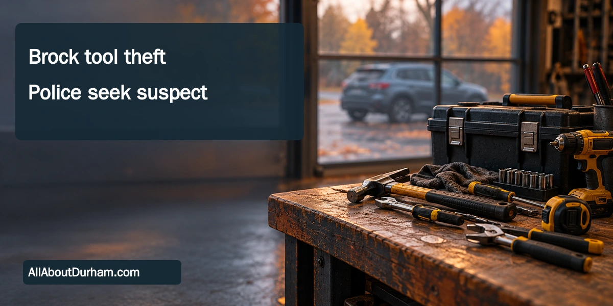 Conceptual editorial illustration of tools on a workbench with an unmarked grey SUV in the distance; not incident evidence.