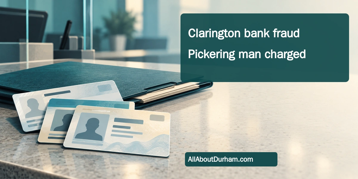 Conceptual editorial illustration of blank identity cards and a document folder on a generic bank counter; not evidence or actual identification.