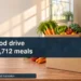 Original conceptual illustration of donated food boxes at a community collection table.