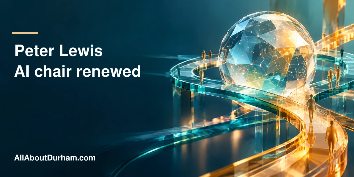 Original conceptual editorial illustration of translucent glass pathways and a faceted sphere representing human-centred AI research.