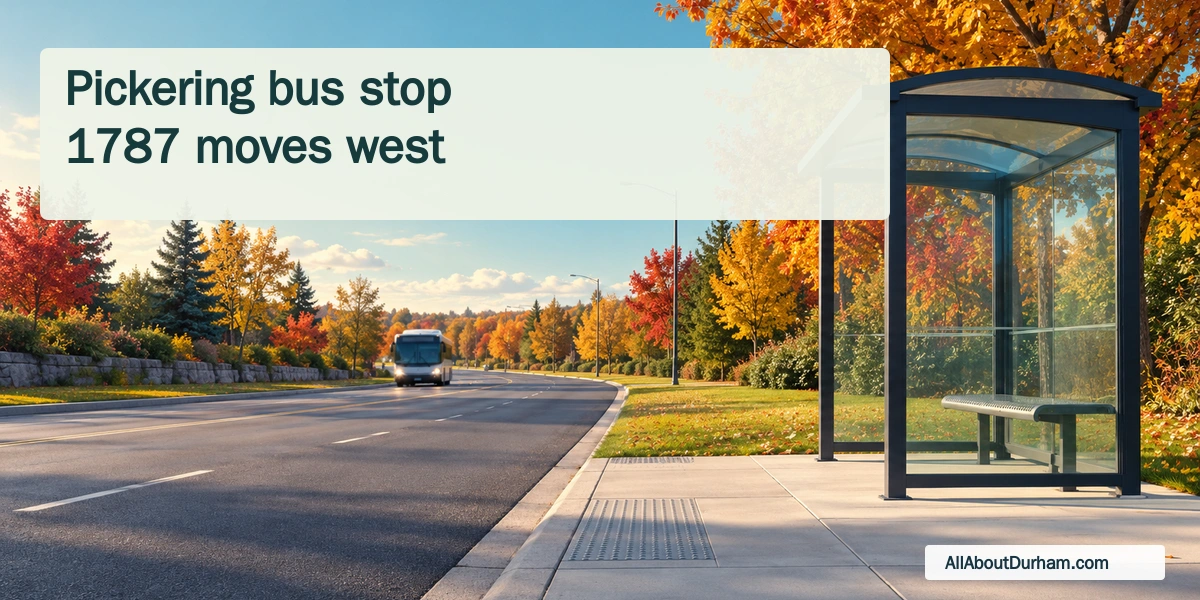 Conceptual editorial illustration of an unmarked bus approaching a generic accessible stop; not the actual Valley Farm stop.