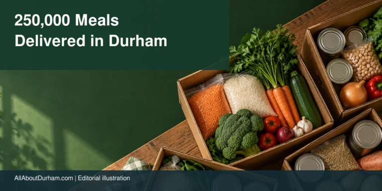 Original editorial illustration of unbranded grocery boxes with vegetables, rice and lentils on a sorting table; not a photo of Rozi Roti operations.