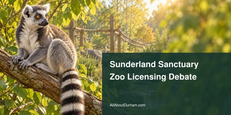 Conceptual editorial illustration of a lemur resting on a leafy branch; not a photograph of an animal or enclosure at Story Book Farm.