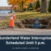 Illustration of watermain maintenance equipment beside a quiet street, with the Sunderland water interruption headline.