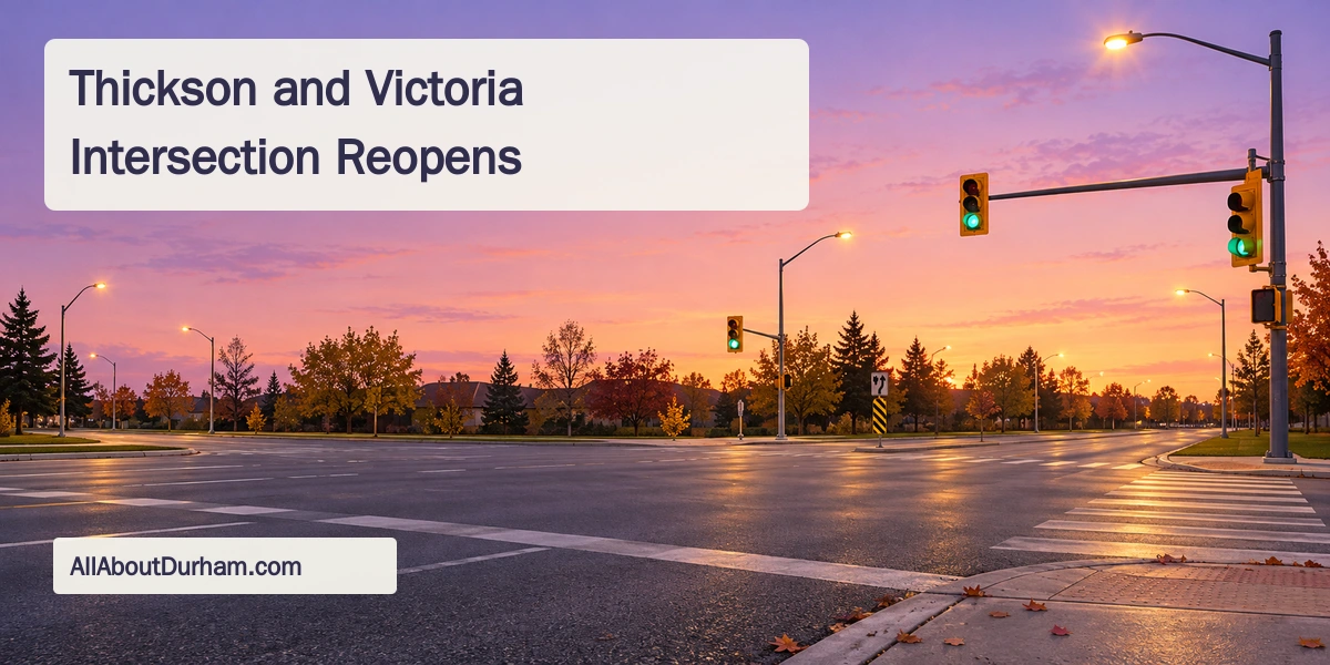 Original conceptual editorial illustration of a quiet suburban intersection at dusk with autumn trees and traffic lights, not the actual collision scene.