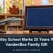 Illustrative school heritage display with a model aircraft and the Whitby school anniversary headline.