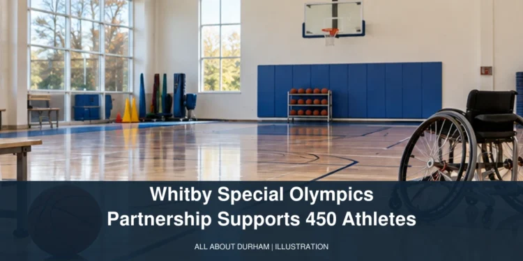 Original illustration of an accessible indoor sports court; Whitby Special Olympics partnership